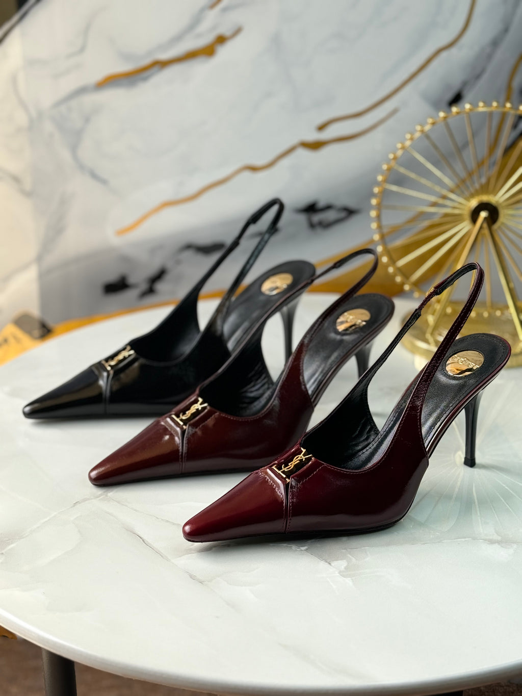 BABYLONE BRETEUIL slingback pumps in smooth leather